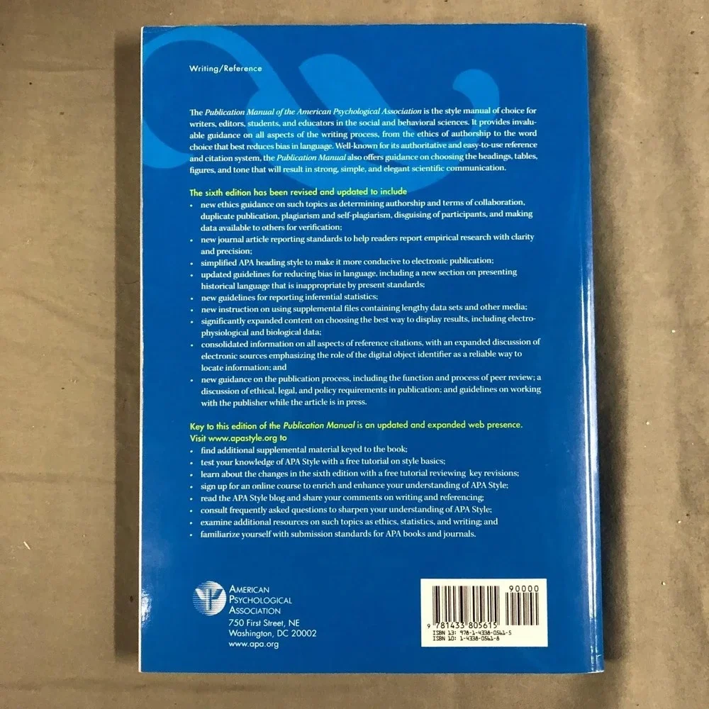 Publication‎ Manual of the American Psychological Association Sixth Edition